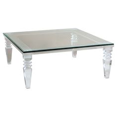 portofino lucite coffee table Lucite Coffee Table, Lucite Furniture, Luxe Furniture, Acrylic Coffee Table, Carved Legs, Square Coffee Table, Acrylic Legs, Large Coffee Tables, Glass Top Coffee Table