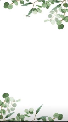 a white background with green leaves and branches on the bottom right corner is an empty space for text