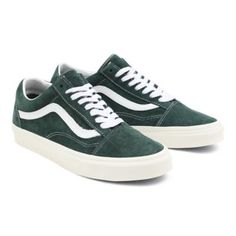 Vans Green, Vans Verdes, Vans Shoes Fashion, Vans Suede, Green Vans, White Vans, Vans Old Skool Sneaker