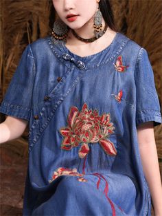 Description Product ID: DS2051261 Material: Denim Pattern: Embroidery Sleeve Length: Short Sleeve Closure Type: Pullover Length: Above Anke Length Style: Fashion, Casual, Vintage Occasion: Vacation, Holiday, Dating Package included 1 * Dress Size Chart (Asian Size): Please allow 1-3 cm measured error. Size Length Chest Sleeve Length One Size 113cm | 44.5 in 108cm | 42.5 in 23cm | 9.1 in Lotus Embroidery, Red Lotus, Denim Pattern, Denim Patterns, Pattern Embroidery, Short Sleeve Dress, Dress Size Chart, Dress For Women, Fashion Casual