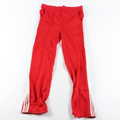 Vintage 70s Soccer Sweatpants Sweatpants New Without Tags There Is Some Staining On The Pants Due To Age And Storage. Mens Medium Red And White Measurements Are: 30 Inch Inseam 42 Inch Overall Length 14 Inch Waist Lying Flat Polyester Check Out My Other Items In My Store! H63 Casual Red Pants With Three Stripes, Retro Red Cotton Pants, Red Retro Stretch Bottoms, Red Stretch Retro Bottoms, Retro Full-length Red Pants, Red Retro Full-length Pants, Retro Red Full Length Pants, Red Full Length Retro Pants, Vintage Stretch Red Bottoms