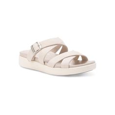 The women's Machias sandals from Eastland are beautifully crafted and truly versatile sandals that can be worn any time, any place.Click this FOOTWEAR GUIDE to find the perfect fit and more! FEATURES Water-ResistantDETAILS Leather upper Fabric lining Rubber outsole Open toe Buckle closure Foam footbed Heel height: 1.25-in. Platform height: .25-in. Spot clean Imported Size: 6. Color: Ivory. Gender: female. Age Group: adult. Beige Sandals With Cushioned Footbed And Open Heel, Beige Slip-on Sandals With Arch Support, Comfortable Adjustable Beige Sandals, Beige Flat Sandals With Cushioned Footbed, Beige Sandals With Arch Support For Vacation, Beige Open Toe Sandals With Removable Insole, Beige Flat Sandals With Heel Strap, Cream Open Heel Sandals For Vacation, Beige Sport Sandals With Textured Footbed And Open Toe