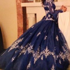 Dark Blue Quinceanera Dress. It's A Size Small/2. It Comes With A Matching Short Skirt (If You Don't Want To Wear The Big Skirt All Day), A Cover-Up With Bell Sleeves, A Little Matching Bag And The Hoop That Goes Under The Skirt. Elegant Fitted Quinceanera Dress, Blue Quinceanera Dress For Prom Season, Blue Fitted Dress For Quinceanera, Blue Quinceanera Dress For Gala During Prom Season, Elegant Fitted Quinceanera Evening Dress, Blue Ball Gown Quinceanera Dress For Gala, Royal Fitted Ball Gown For Quinceanera, Royal Fitted Dress For Quinceanera, Fitted Blue Quinceanera Dress For Prom Season