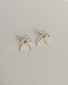 Bow Earrings | Handmade Gold Fill or Sterling Silver Earrings – Clay & Fern Co. Gold Dainty Bow Earrings, Gold Dainty Earrings With Bow, Dainty Gold Earrings With Bow, Dainty Gold Bow Earrings, Hypoallergenic 14k Gold Silver Earrings, Metal Bow Earrings For Gifts, Elegant Metal Bow Earrings, Nickel-free Silver Earrings In 14k Gold, Gold Dangle Jewelry With Bow