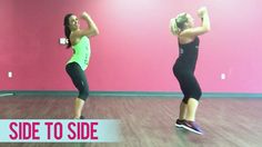 two women in a dance class with the words side to side