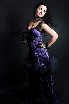 Vampire Gothic Victorian Wedding For Witches Purple Gown Unique Haute Couture Ball Masquerade Burlesque Satin Tulle Ripped Sexy Dress Purple Vampire