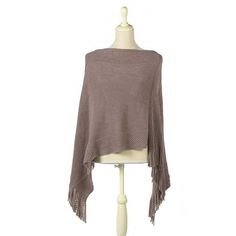 This Wrap Will Add a Touch Of Grace To Any Casual Day;Warm & Stylish Light Brown Triangle Shawl. omfortable & Durable: 100% Acrylic soft fabric blend makes for a long lasting garment that won't shrink and keeps its color longer. The one size sweater shawl fits most, can easily be worn with everything in your wardrobe. Covers Your Front, Rear & Shoulders Leaving Most Of Your Arms Free To Move. Makes An Excellent Choice On Chilly Days. One Size Fits Most Women. The color blocked styling makes for One Size Knit Poncho With Fringe, Beige Knit Poncho, One-size Beige Knit Poncho, Beige Knit Poncho One Size, Brown Knitted Poncho, Winter Poncho, Sweater Shawl, Fringe Shawl, Triangle Shawl