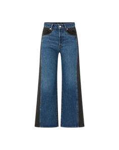 The coolest pair of jeans you'll own: the Taylor, now in two-tone denim. Made in LA from non-stretch Italian cotton, this high-rise, wide-leg style features a blue wash in the front and an onyx wash in the back. Pair with a boxy jean jacket for a novel take on double-denim trend.100% CottonPremium Italian denimMade in USATurn inside out and machine wash cold. Hang to dry.Style #J24099381152MC How To Style A Maxi Dress, Design Your Own Shoes, Bearded Lady, Cropped Wide Leg Jeans, American Fashion Designers, Double Denim, Camilla And Marc, Denim Trends, Feather Dress