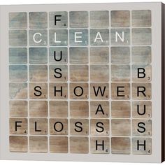 a poster with words written on it that say clean, sushi shower, floss, and fish