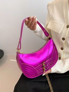 BagForLove - Metallic Hot Pink Baguette Bag with Stylish Buckle Decoration Product Description Color Purple Bag Size Medium Type Hobo Bag Strap Type Chain Pattern Type Plain Closure Type Zipper Style Fashionable Coating 100% Polyurethane Composition 100% Polyurethane Material PU Leather Size Chart INCH CM Strap Length Bag Length Bag Width Bag Height Handle Height 45.7 inch 9.8 inch 2.8 inch 5.9 inch 7.5 inch Strap Length Bag Length Bag Width Bag Height Handle Height 116 cm 25 cm 7 cm 15 cm 19 cm Details Pictures Similar Products h2 { text-align: center; } /* æ¢è¡ */ li{ white-space: normal; word-break: break-all; word-wrap: break-word; } .red-box { width: 100%; display: flex; flex-direction: row; flex-wrap: wrap; justify-content: center; } .red-box > div { width: 190px; height: 250px; ma Purple Baguette Shoulder Bag, Pink Evening Baguette Tote Bag, Chic Pink Baguette Bag For Party, Pink Baguette Bag, Purple Bag, Chain Pattern, Baguette Bag, Word Wrap, Bag Straps