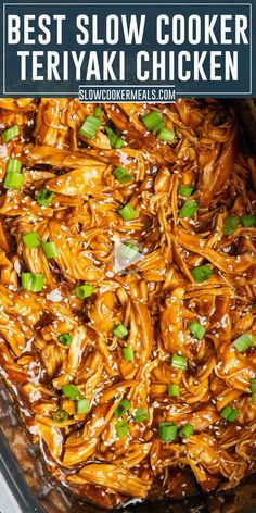 the best slow cooker teriyaki chicken recipe in a casserole dish