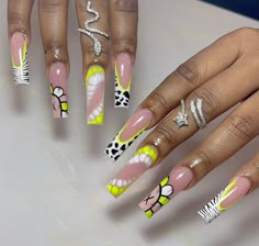 Crazy Summer Nails, Glitter Nails Acrylic, Finger Nail Art, Ombre Acrylic Nails, Stylish Nails Designs, Nails Now, Cute Acrylic Nail Designs