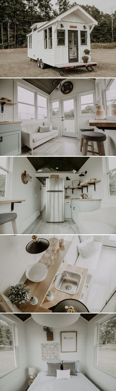 the interior and exterior of a tiny house