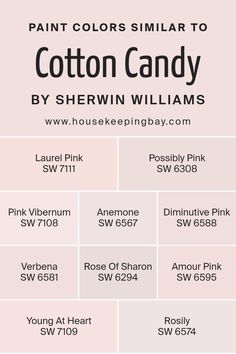 a pink poster with the words paint colors similar to cotton candy by sheryln williams