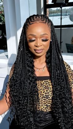 Latest Hair Braids Styles 2024 Twist, Black Women Hairstyles Braids, Hairstyle Ideas Black Women, Cornrows With Box Braids, Latest Braided Hairstyles