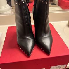 Valentino Booties. Excellent Condition Valentino Booties, Valentino Studded Heels, Valentino Garavani Shoes, Valentino Garavani, Limited Time, Size 10, Women Shoes, Black, Color