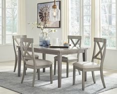 Parellen Gray Dining Room Set - Luna Furniture Rectangular Dining Room Table, Grey Dining Tables, Modern Farmhouse Living, Grey Dining Room, Counter Height Dining Table, Grey Dining, Ashley Furniture Homestore, 5 Piece Dining Set, Décor Boho