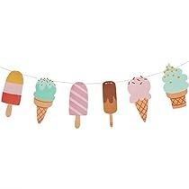 an image of ice cream on a line with buntings hanging from the clothesline