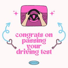 a pink poster with the words congrats on passing your driving test