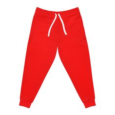 F21 Red Joggers Front Flat Red Casual Activewear For Jogging, Casual Red Activewear For Jogging, Red Casual Activewear For Streetwear, Red Athleisure Sweatpants For Sports, Casual Red Activewear, Casual Red Activewear For Streetwear, Sporty Red Cotton Activewear, Red Stretch Sweatpants For Streetwear, Red Cotton Athleisure Activewear