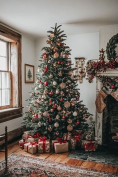 a decorated christmas tree in a living room