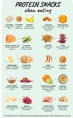 an info poster showing the health benefits of protein snacks and what they are good for