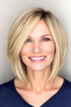 Medium Length For Fine Hair Over 40, Layered Long Bob, Long Bob Hairstyle, Fuller Looking Hair, Medium Length Hairstyle, Ash Brown Balayage, Hairstyle For Women, Best Hairstyles For Women, Try On Hairstyles