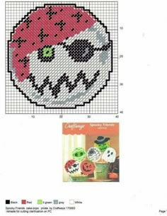 a cross stitch pattern with an image of a strawberry on the front and back of it