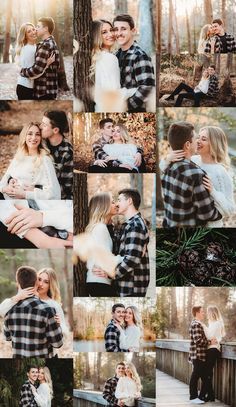 an image of a couple hugging and kissing in the woods with their arms around each other