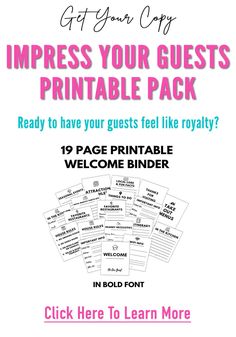 the printable guide for how to get your guest's printable pack