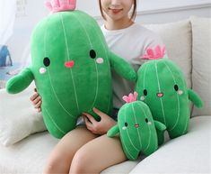 The Cactus Plushy Kawaii Style - Kawaii Peach Cactus Plushie, Kawaii Pillow, Kawaii Plushies, Cute Stuffed Animals, Kid Toys, Soft Toy, Plush Pillows