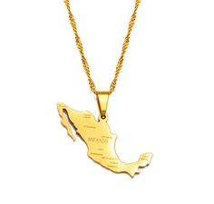 🇲🇽 🇲🇽 🇲🇽 Show your love for Mexico with this map pendant necklace. Everyday wear for Men and Women. 🇲🇽 🇲🇽 🇲🇽 Each pendant comes with the chain in the picture(s) Do not turn black Do not turn green Do not rust Pendant Metal: Stainless Steel + 18K gold plated Size: In pictures Chain Type: Water-wave Chain Chain length available: 40 cm / 15.7 inches 45 cm / 17.7 inches 50 cm / 19.6 inches 60 cm / 23.6 inches Want a different type of chains? we have 6 different type of chains available a Map Of Mexico, World Map Necklace, Mexico Map, Map Jewelry, Men Party, Necklace Chain Types, Necklace Everyday, Map Pendant, Karten Design