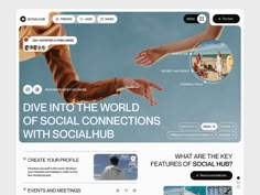 an image of a website page for social connections with people reaching out to touch each other