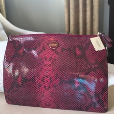 8 1/2 X 11 1/2 Zippered Pouch Chic Coach Bag With Zipper Pouch, Elegant Coach Bag With Zipper Pouch, Coach Bags With Zipper Pouch For Formal Occasions, Pink Coach Clutch For Travel, Elegant Pink Coach Clutch, Pink Coach Clutch Bag, Coach Mini Purse, Burberry Quilted Jacket, Royal Blue Sweater