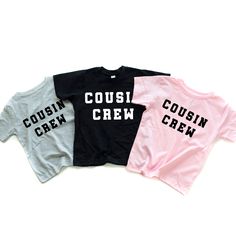 Unisex cousin shirts for the whole crew! Family Brand, Mama Shirt, Shirt Shop, Kids Shirts, Baby Onesies, Clothes