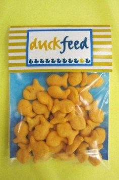 a bag of duck feed dog treats on a yellow background