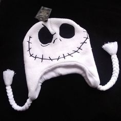 Brand New, With Tags. One Very Small Pull On The Side. White Beanie For Halloween, White Novelty Hat For Halloween, Fun White Winter Hat, Jack Skellington, Winter Hat, On The Side, Winter Hats, Kids Shop, Black White