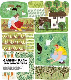 an image of garden, farm and agricultural time poster with people working in the fields