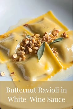 Delicate ravioli stuffed with butternut squash, topped with a rich white-wine sauce, perfect for fall fine dining. Fall Pasta Dinner, Butternut Squash Ravioli Sauce, Ravioli Pasta Recipe, Fall Pasta Recipes, Roasted Veggie Pasta, Zucchini And Squash Recipes, Ravioli Sauce Recipe, Wife Cooking, Butternut Squash Recipes Pasta