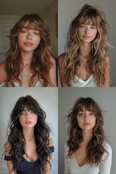 Bangs Wavy Hair, Layered Hair With Bangs, Hair Magic, 10th Grade, Curly Hair Inspiration, Hair Color And Cut, Long Layered Hair, Long Wavy Hair