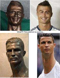 four different pictures of soccer players with the same name on their face and number one behind them