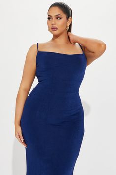 Available In Taupe And Navy. Slinky Maxi Dress Adjustable Spaghetti Straps Cowl Neckline Backless Lace Back Detail Stretch Self: 92% Polyester 8% Spandex Lining: 100% Polyester Imported | Hailey Slinky Maxi Dress in Navy Blue size XS by Fashion Nova Blue Strappy Party Dress, Seamless Elastane Bodycon Party Dress, Seamless Mini Dress With Spaghetti Straps For Party, Free Dresses, Maxi Dress Navy, Cowl Neckline, Navy Fashion, Lace Back, Matching Dresses