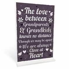 the love between grandparents and grandkids is shown on a purple background with hearts