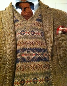 Student Clothes, Guy Photo, Motif Fair Isle, Fair Isle Pullover, Tweed Run, Daisy Chains, Style College, Style Anglais, Late Autumn