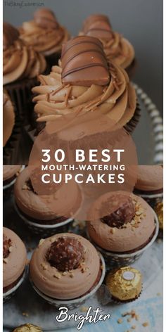 chocolate cupcakes with the title overlay that reads 30 best mouthwatering cupcakes