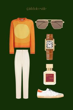 Sweater: Marni. Pants: Dolce & Gabbana linen pants. Sunglasses: Bottega Veneta Eyewear Square. Perfume: Baccarat Rouge 540. Shoes: Golden goose superstar. Watch: Cartier Tank. Perfume Baccarat, Indie Fashion Men, Shoes Golden Goose, Baccarat Rouge 540, Money Outfit, Golden Goose Superstar, Fashion Reference