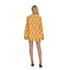 Step into the iconic 70s Dress Style with our Yellow Mod Dress—a chic and playful mini dress designed to capture the essence of the 60s and 70s era. This Boho Dress, featuring bell sleeves and a vibrant mod floral pattern, is a perfect expression of Bohemian and Hippie fashion.Crafted from chiffon material with lining, this 70s Mini Dress offers both style and comfort. The button enclosure behind the neckline adds a touch of detail, enhancing the overall retro charm of the dress. The mod floral Fall Vacation A-line Mini Dress, Printed Knee-length Mini Dress For Day Out, Knee-length Printed Mini Dress For Day Out, Retro A-line Dress For Day Out, Retro Knee-length Dress For Day Out, Vintage V-neck Mini Dress For Summer, Retro V-neck Mini Dress For Parties, Retro V-neck Mini Dress For Summer, Retro Mini Dresses For Summer