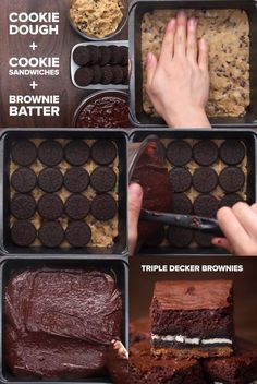 the instructions for making cookies and brownies in a baking pan with chocolate frosting