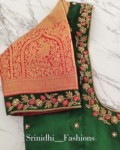 Embroidery Blouse Designs For Silk Saree, Temple Design Maggam Work Blouse, Simple Jardoshi Work Design Blouse, Vasanthi Creations Maggam Work, Simple Maggam Works, Simple Maggam Work Blouse Designs, Simple Work Blouse Designs, Simple Maggam Work Blouses