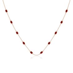 Add some edge to your style with this station necklace. It showcases oval and emerald-cut rubies alternately bezel set at equal intervals on a fine-quality chain. This appealing necklace is crafted in 14k rose gold. Ruby Pendant, Ruby Necklace, Station Necklace, Look Stylish, 18k Rose Gold, Bezel Setting, Emerald Cut, 18k Gold, Ruby